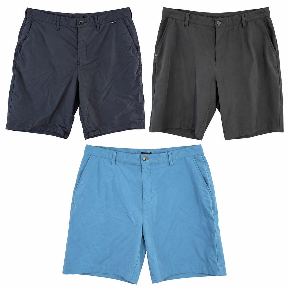 Lot of 3 Adidas Hurley Athletic Shorts Mens 38 Black Blue Golf Performance EUC